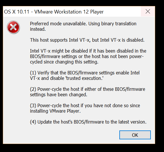 mac os x 2017 vt-x or amd-v virtualization must be enabled in your computer’s bios